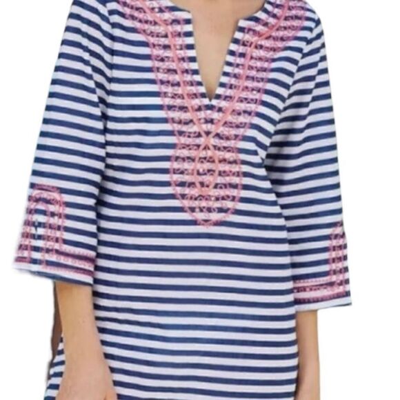 Mudpie Swim Cover up with Pink Embroidery - Picture 1 of 12
